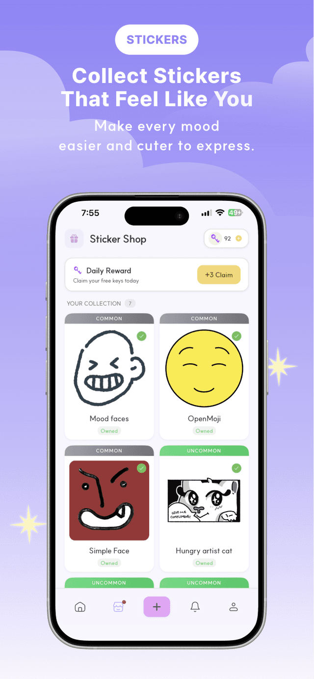 Stickers: collect stickers that feel like you